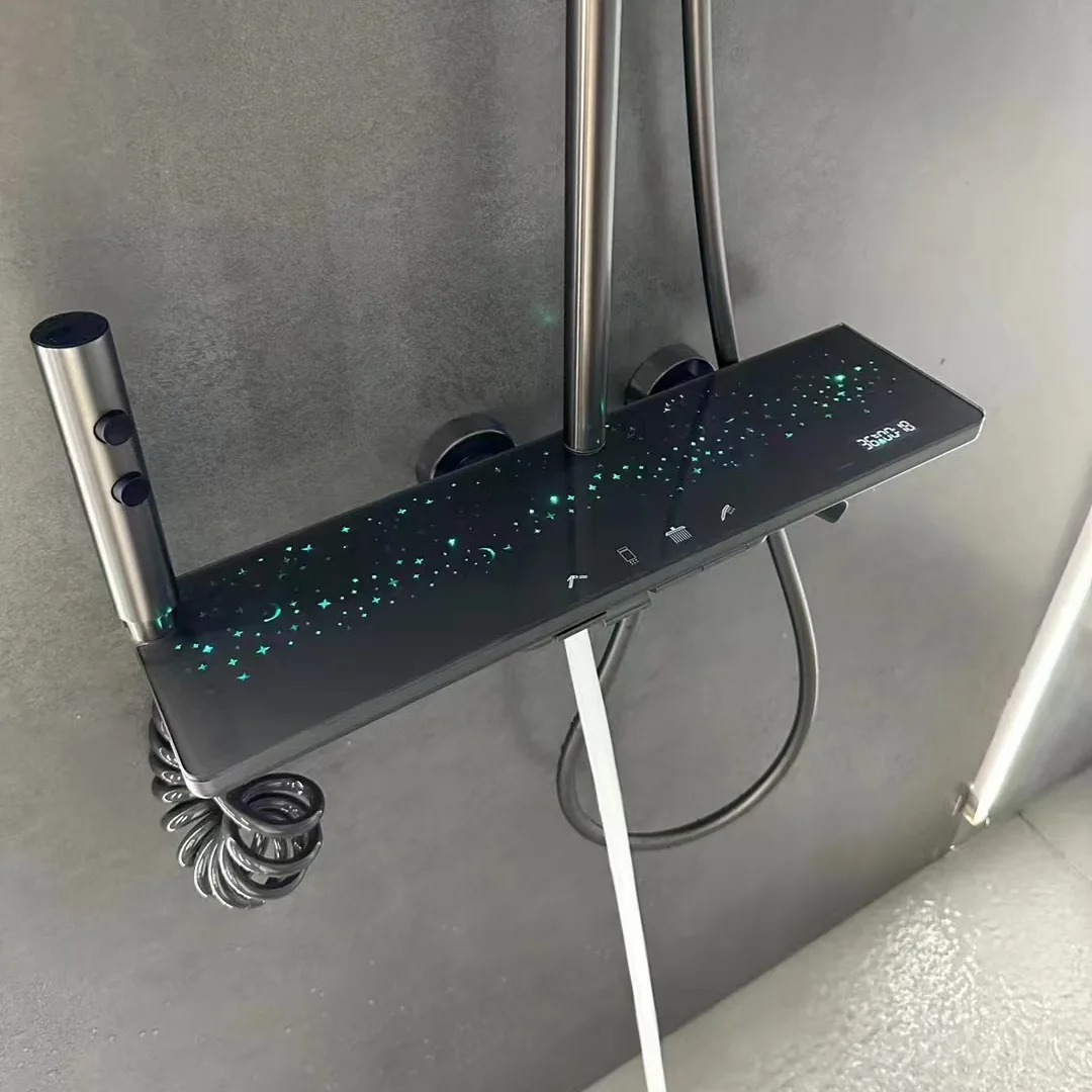 New Bathroom Stars Shower System Mixer Faucet Digital Temperature Display Hot Cold Bathroom Tap Thermostatic Shower Sets