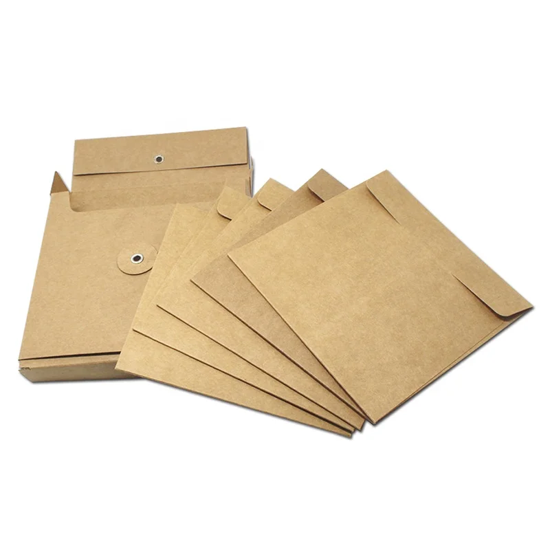Custom Kraft document file bags mailer envelope box with string and button paper envelopes box