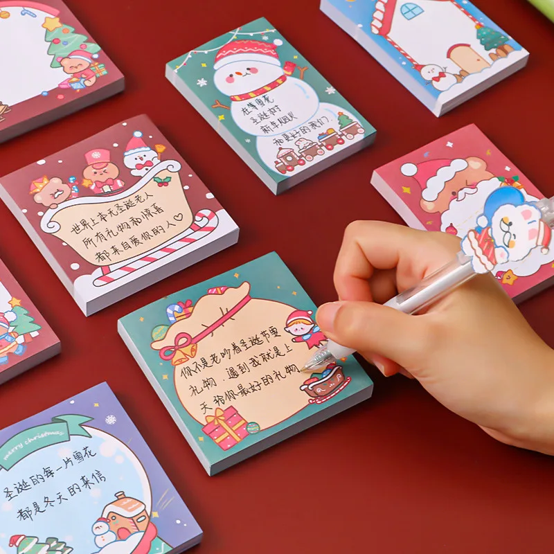 Topsthink Cute Kawaii Cartoon Christmas Sticky Notes Adhesive Notepad Memo Pad