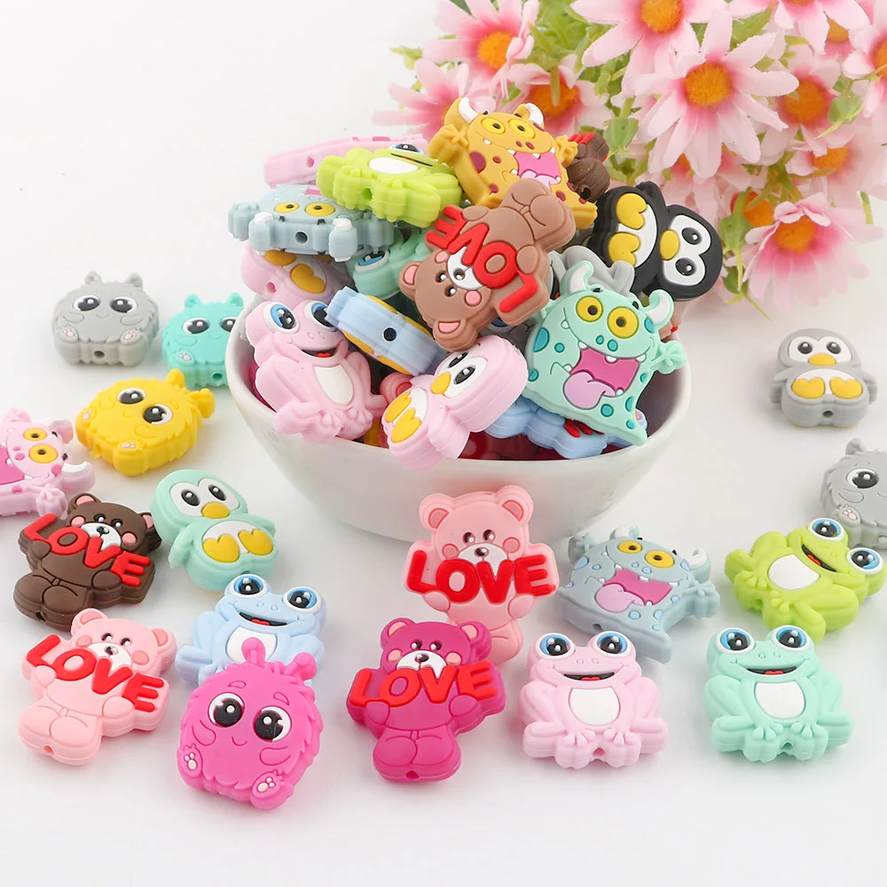 Kovict Best Sale Cartoon Mix Animal Shape Focal silicone teething beads Be used for DIY Pens Making Bracelet Jewelry beading
