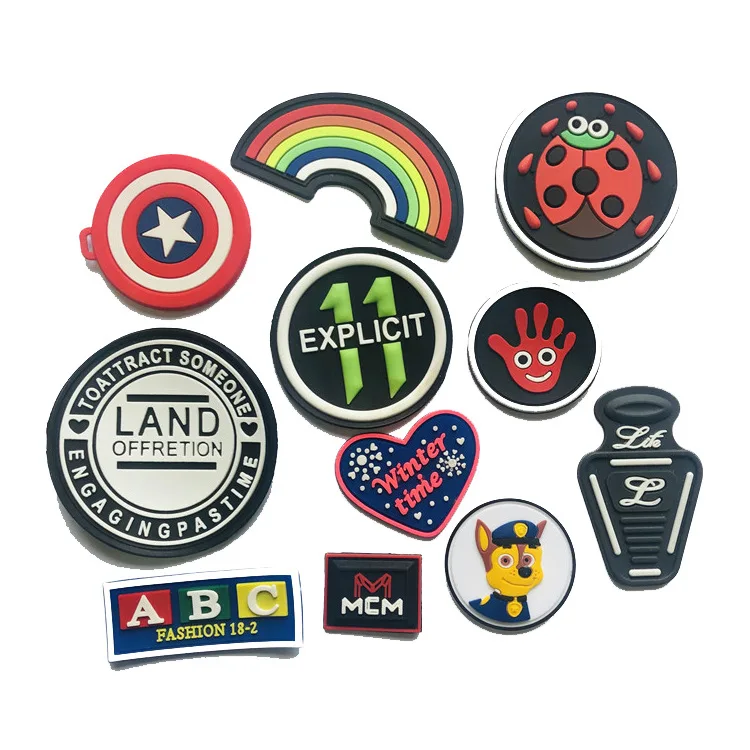Rubber Patch Label Wholesale Design Black Rubber Patch Custom Embossed PVC Clothing Labels