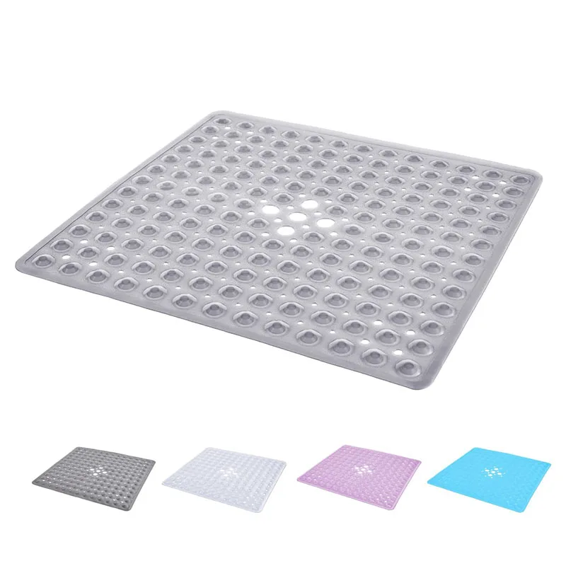 Machine Washable Bath Mat Non-Slip Suction Cups PVC Shower Mats Large Square Shower Mat for Inside Showers