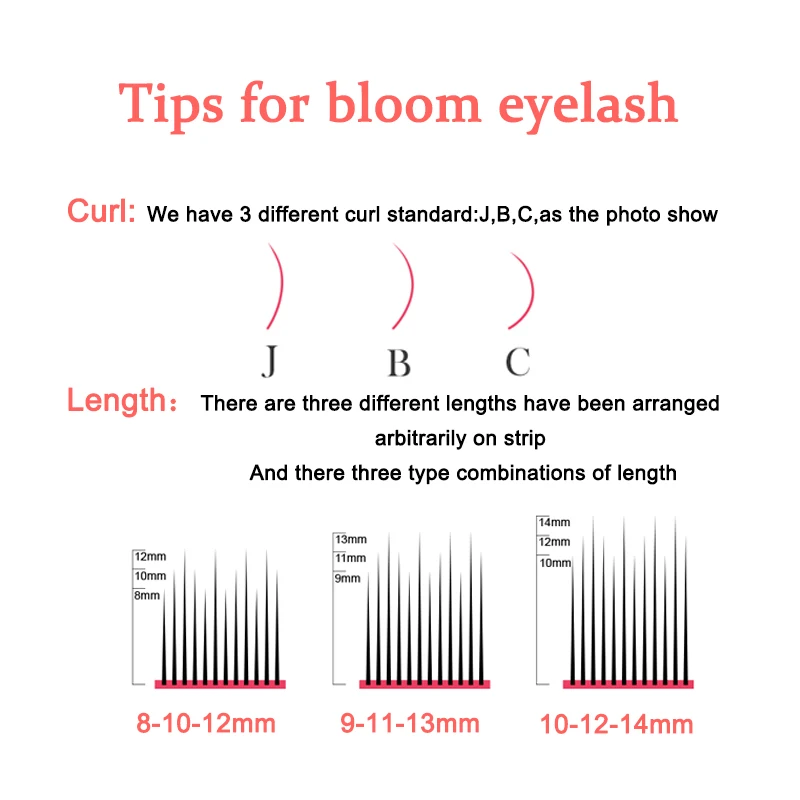 Easy fan mega Russian Volume lashes 7-16mm JBCD Curl Eyelash Extension 0.03 0.05 0.07 blooming eyelashes