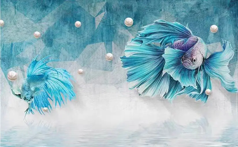 3D stereoscopic abstract lines guppy TV background wall covering bedroom bedside modern mural wall cloth