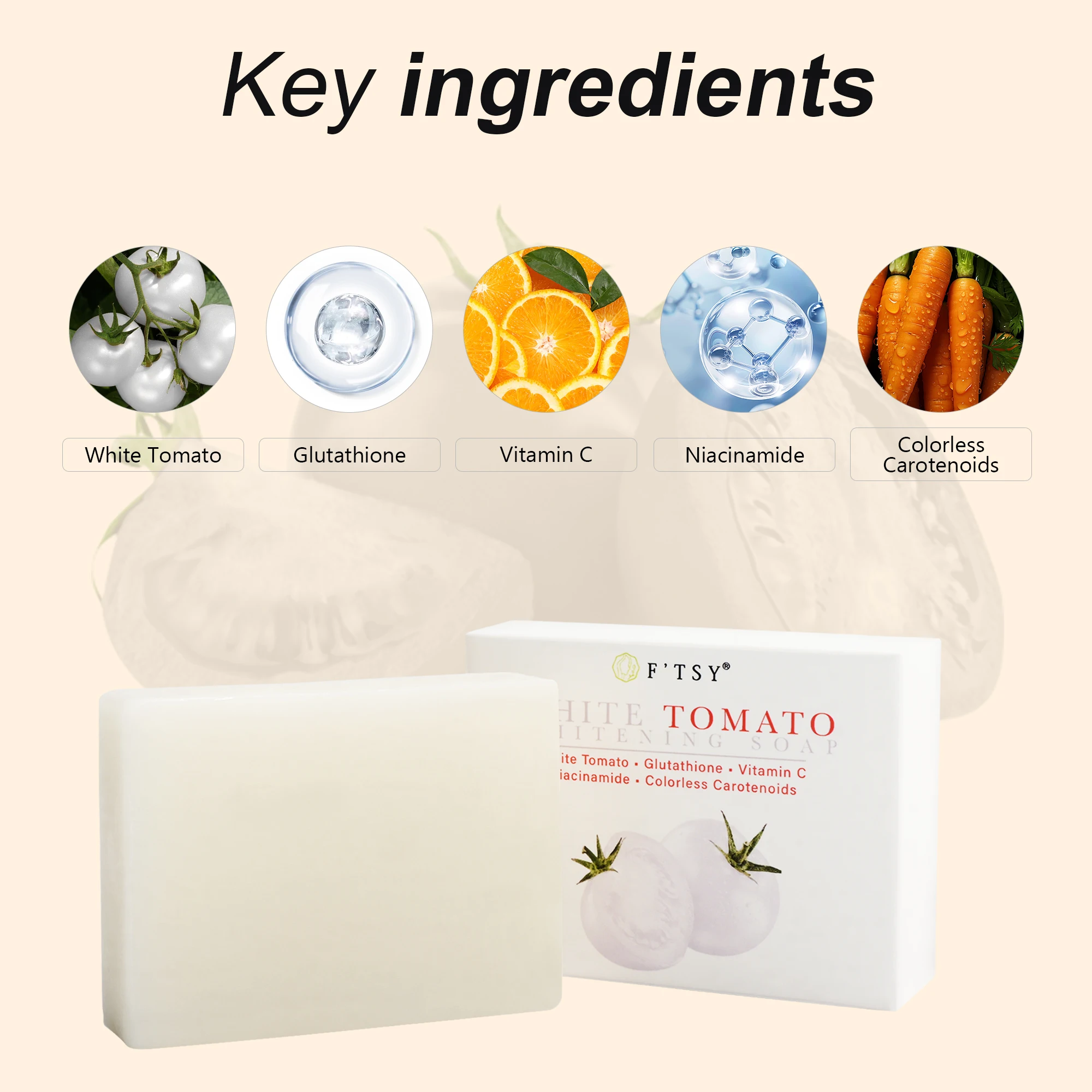 Handmade OEM White Tomato Soap Vitamin C And Collagen New 5 Days Action Tomato Gluta Strong Whitening Soap