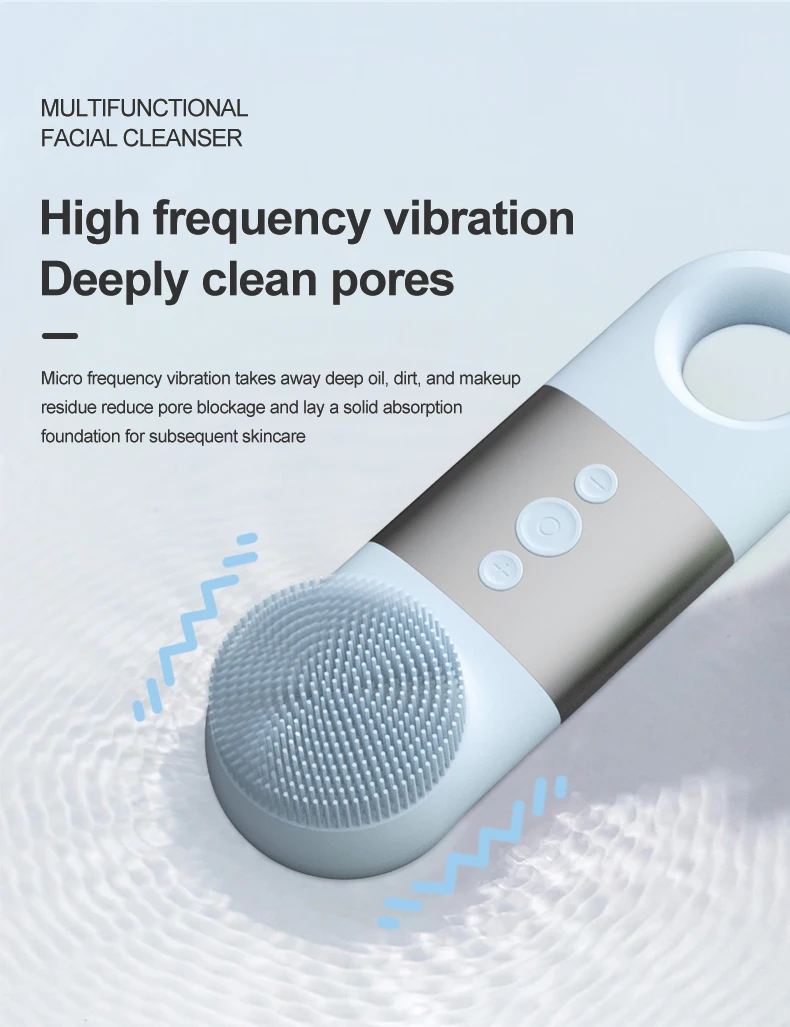 - Portable facial cleansing device Waterproof Facial Cleansing Sonic Massager Cleaner Brush Silicone Electric Face Brush