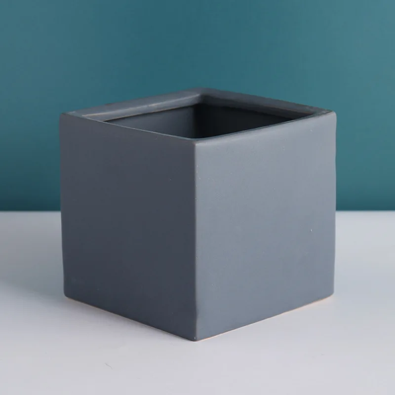 Indoor Succulent Small Plants Pot Concise Macaron Color Ceramic Square Flower Pot