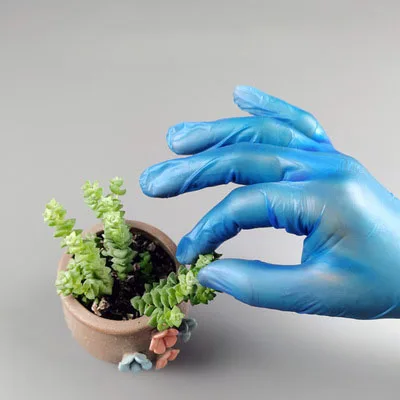 High Quality food grade waterproof flexible blue powder free Vinyl  PVC Gloves