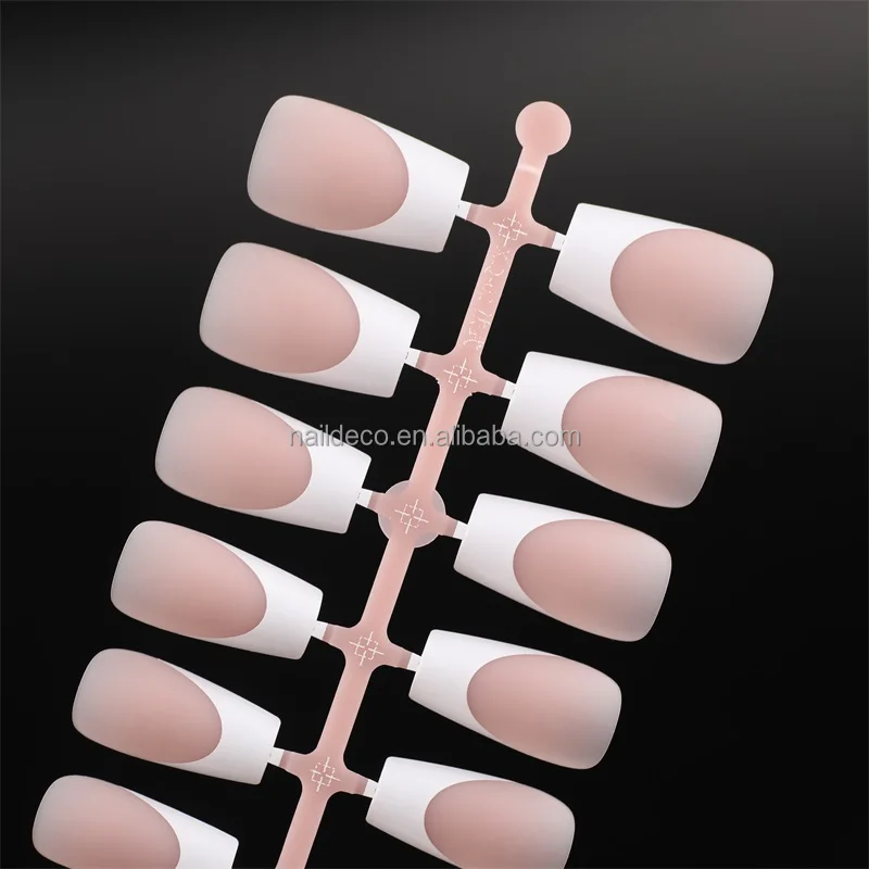 French Square Coffin Press On Artificial Nail Tips  Gel Style Pink White Color DIY Fingernail 30pcs/strip with 12 sizes