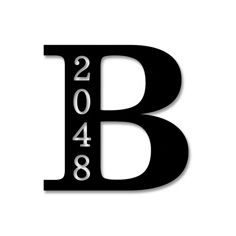 Personalized Large Metal Address Signs Initial Letter Monogram Address Sign House Numbers For Home