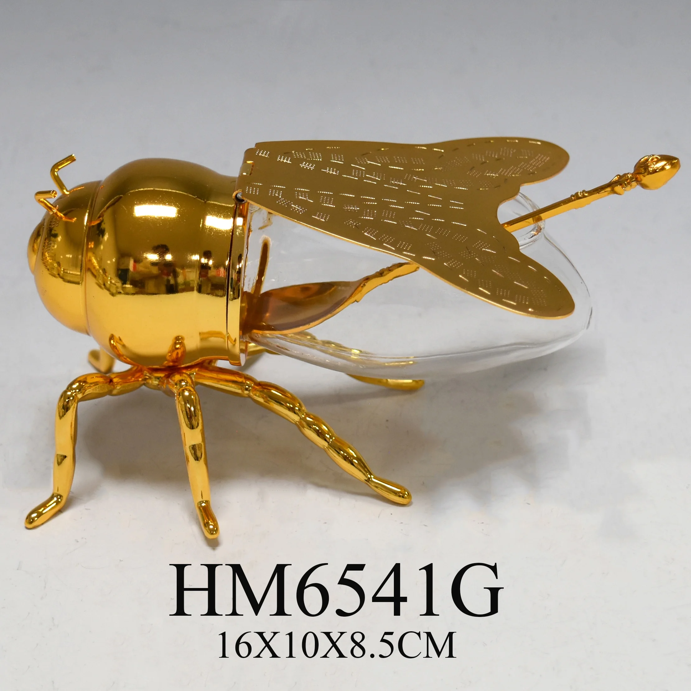 Gold Bee shape special design honey jar restaurant metal crafts sugar salt pot
