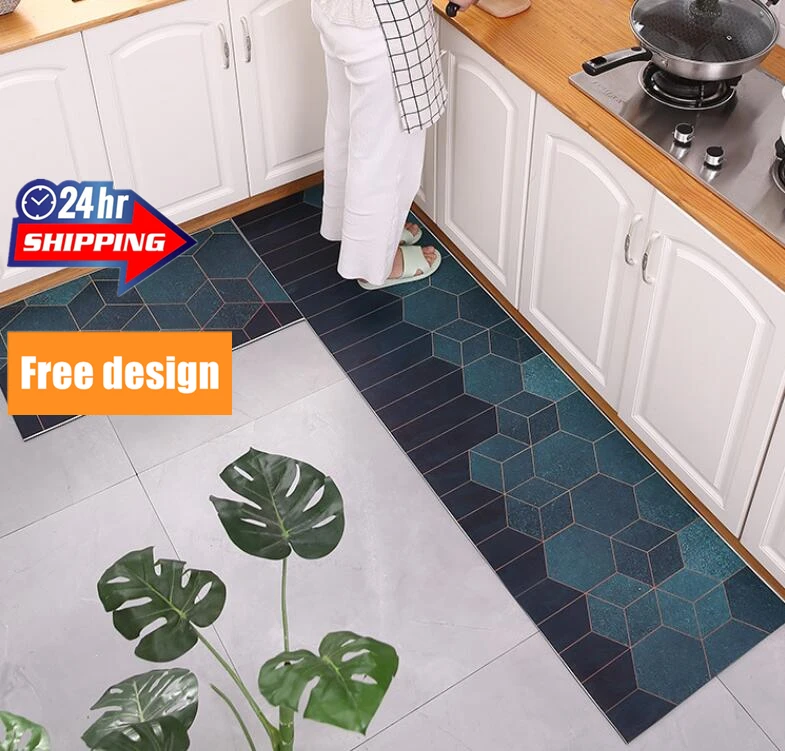 Kitchen-Mats-for-Floor 2 Pieces Kitchen Rugs and Mats Non Skid Washable Kitchen Runner Carpet
