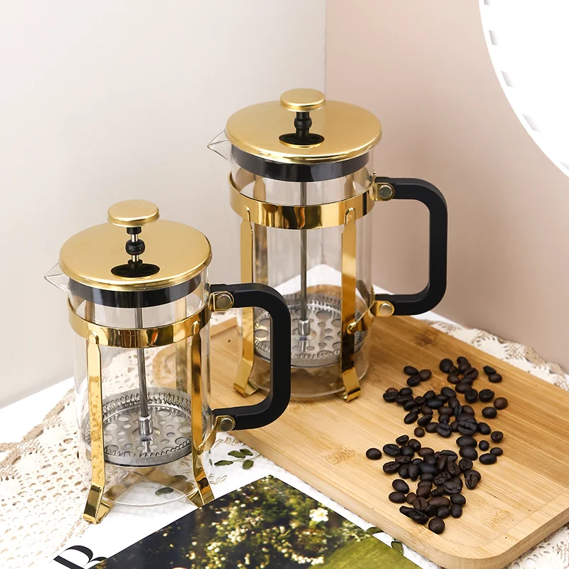 high borosilicate glass french press coffee maker coffee plunger 304 stainless steel