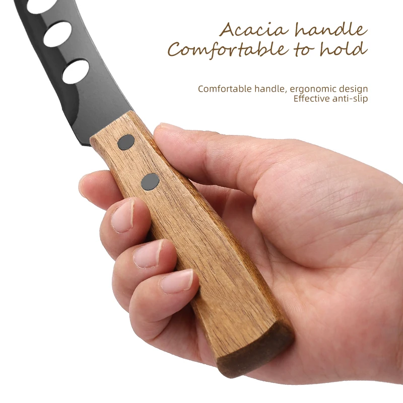 Multifunction professional stainless steel kitchen restaurant cutting butter knife bread split cheese knife with wooden handle