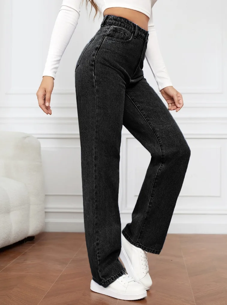 Women Jeans 2024 Wholesale High Waist Washed Casual Women Jeans High Quality Fashion Long Style Jeans Trousers For Women