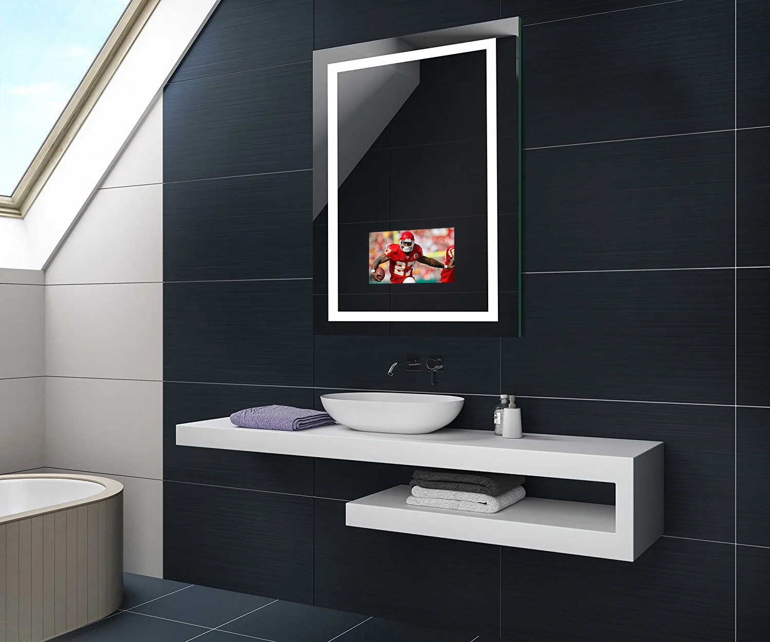 Smart Mirror Light Hospitality Hotel Salon Customized Size Bathroom Mirror With Led Light