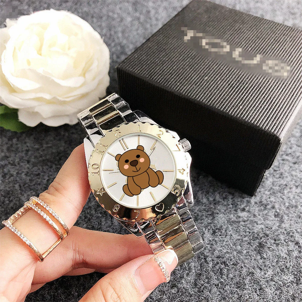 Spanish Jewelry TOUSES Logo brand luxury stainless steel bar studded cartoon bear quartz watch for women