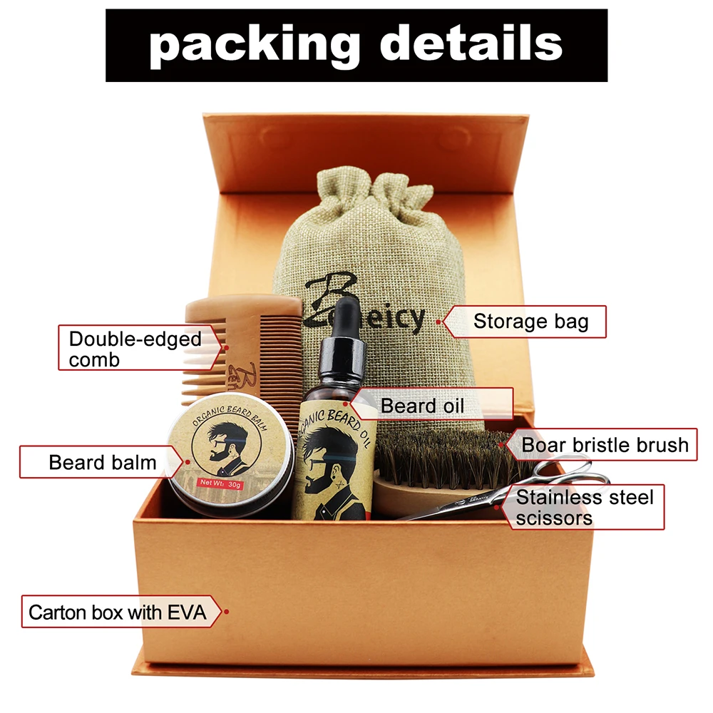 Beard Care Kits Grooming Oil Products Balm Growth Set Beard Kit Growth Oil Set Softens Strengthens Beard Oil