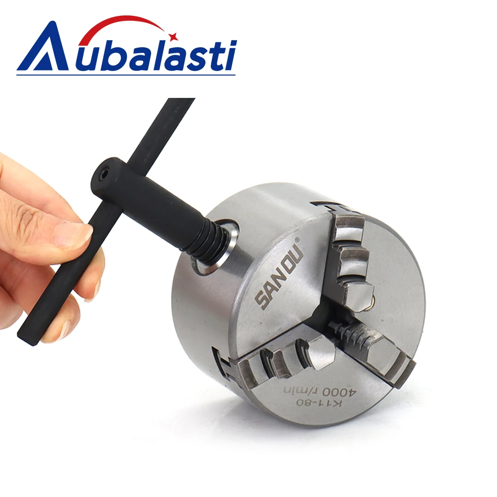  Aubalasti 1 комплект K11 80 мм 3 дюйма 3-кулачковый руководство патрон токарного станка Самоцентрирующиеся патроны SANOU K11-80 с компьютерным числовым программным управлением