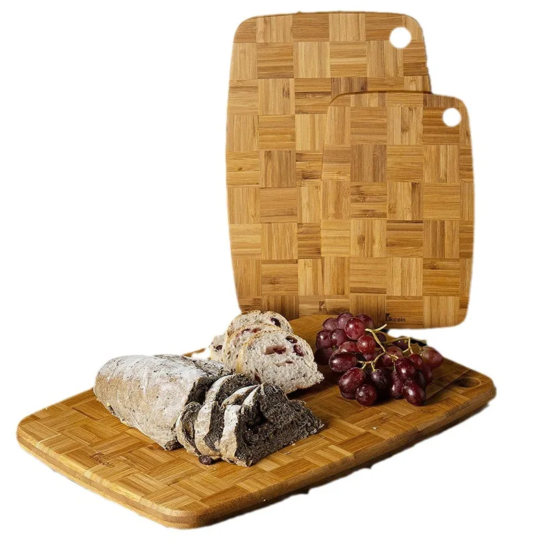 Wholesale checkerboard thick bamboo wood cutting board parquet vertical steak grill beef roast chicken cutting board