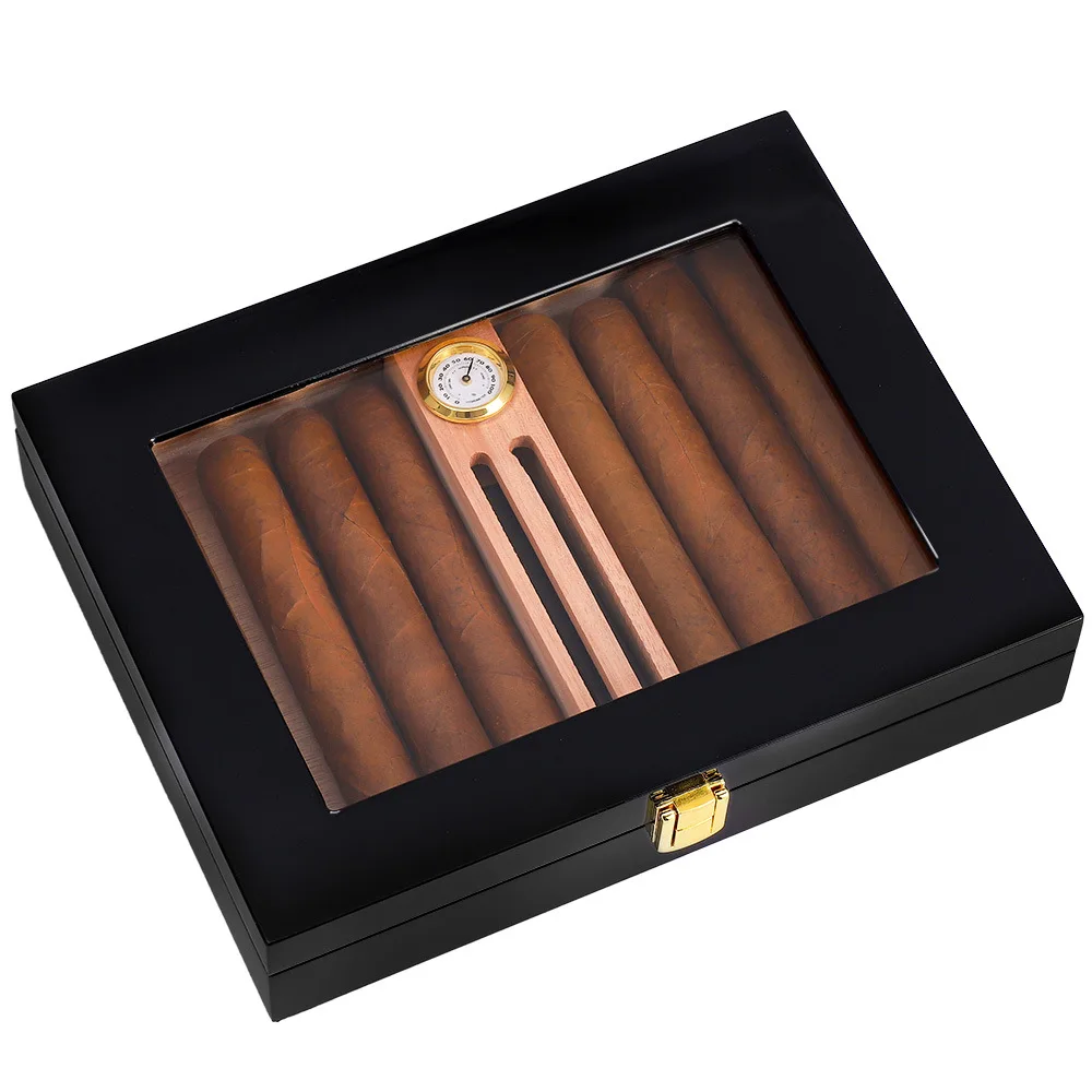 Cigar portable box piano lacquer 16 pack sealed lock cigar moisturizing cigarette box