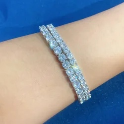 ZF Iced Out браслет из моиссанита серебро 925 пробы Теннисный женские и мужские ювелирные изделия с бриллиантами стерлингового