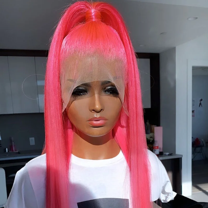 Оптовая продажа, парики на полной сетке, прозрачные, розового цвета с регулируемой эластичной лентой