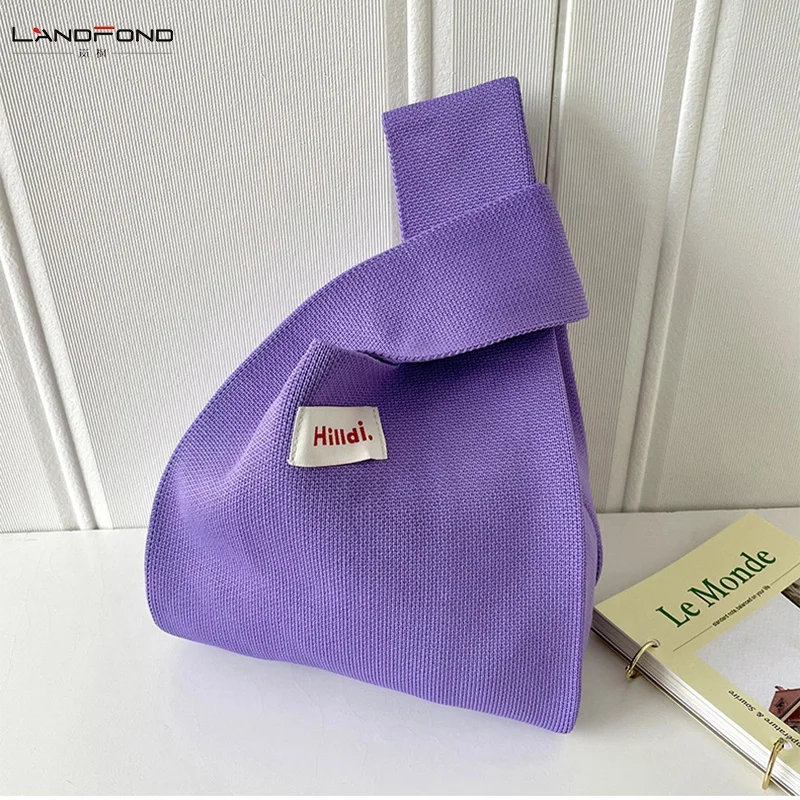 Landfond accessory Women Fashion Shoulder Bag Large Capacity Tote Wool Polyester Woven Crochet Knitted Bag