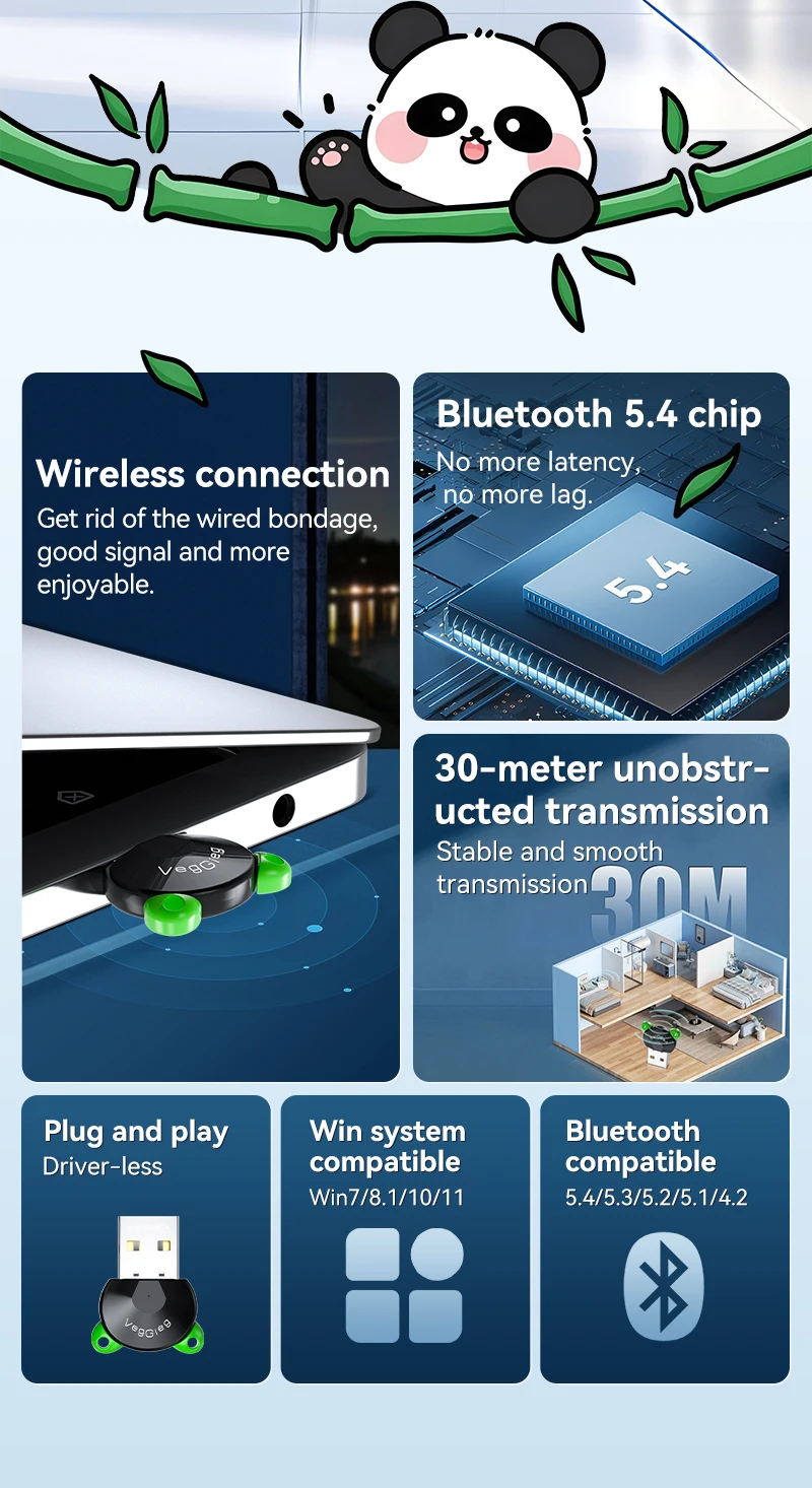 VegGieg OEM/ODM мини беспроводной адаптер компьютера Bluetooth USB 5 4 Dongle передатчик приемник аудио