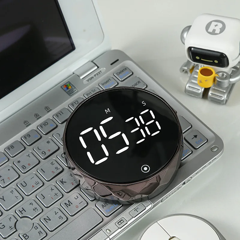 Round Digital Timer Stopwatch HD LED Electronic Studying Meditation Fitness Countdown Alarm Kitchen Gadget Home Supplies