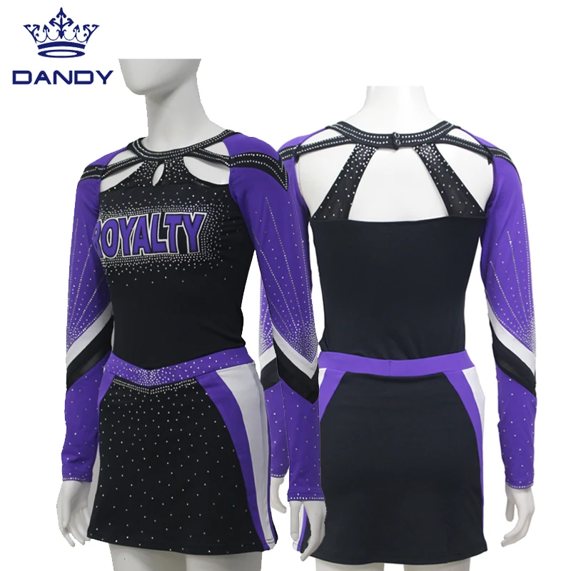Custom cheerleading dance costume high quality AB crystal youth cheerleading uniform
