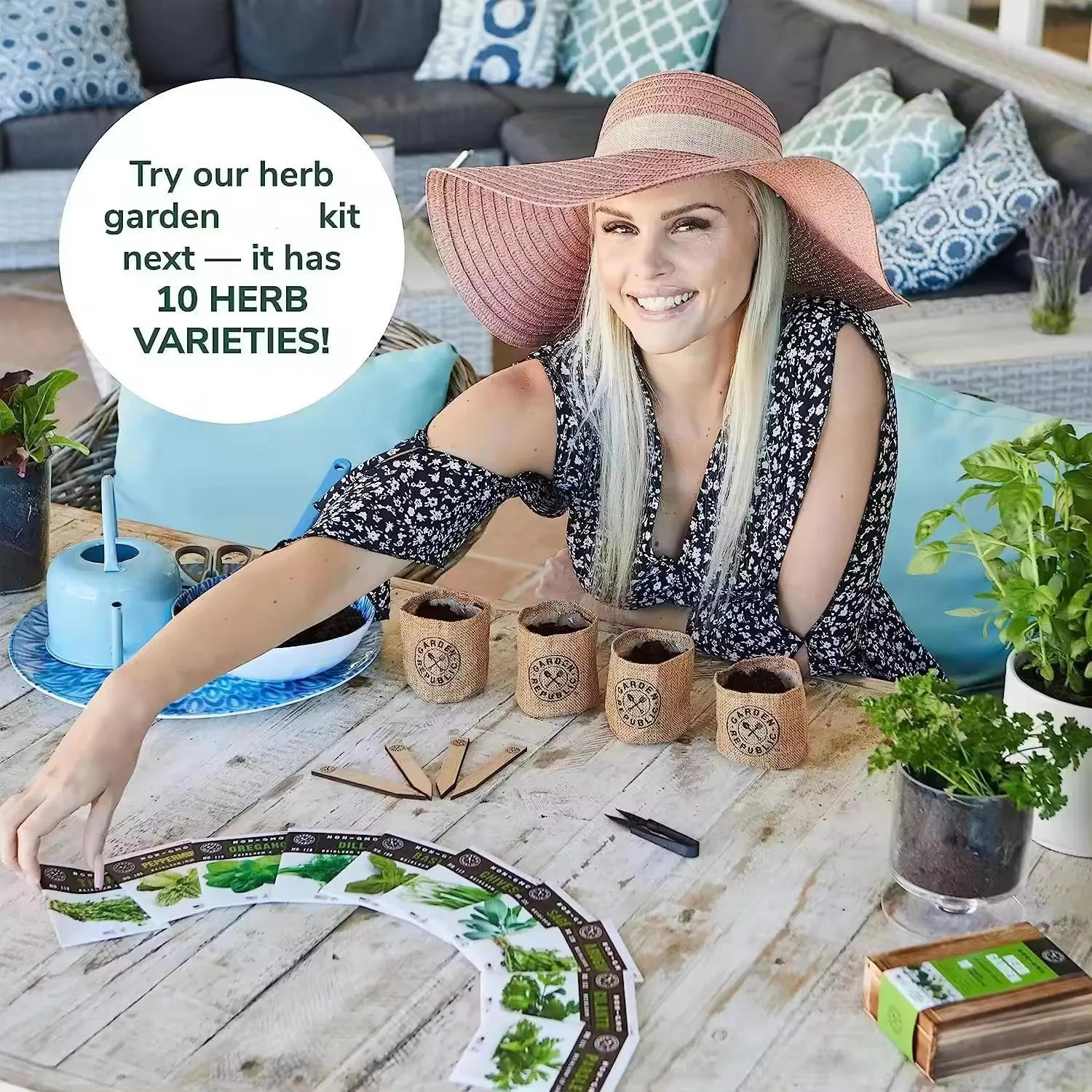Heirloom kit garden Non-GMO Basil Thyme Parsley Cilantro Herb DIY Grow Kits Indoor Herb Garden Starter Kit for Beginner