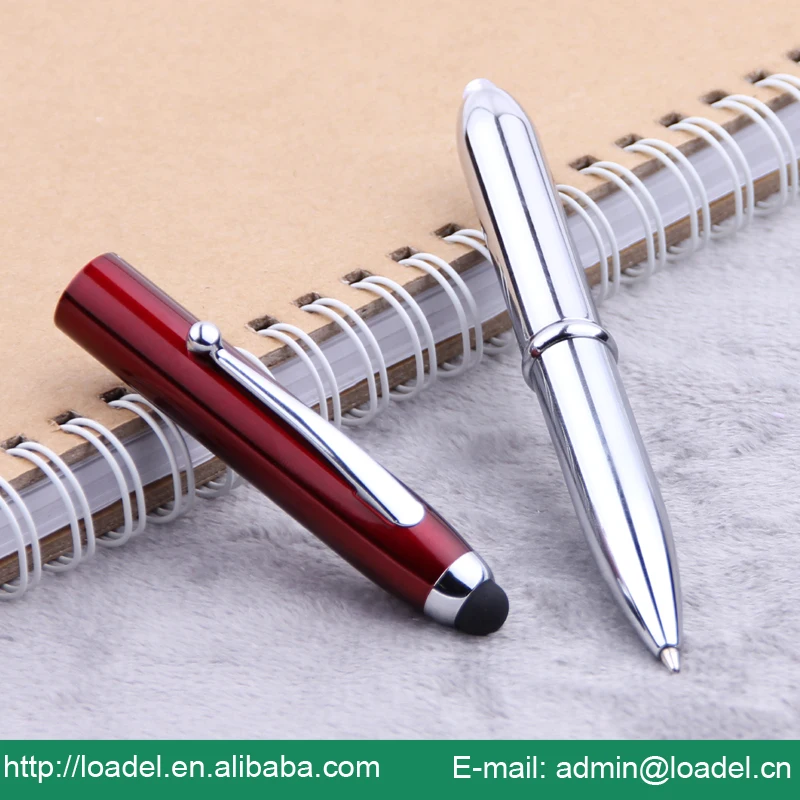 Cheap 3 in 1 pen with stylus light up pen customized logo promotional pen light
