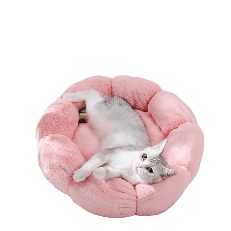 Round flower pet nest soft Cat Nest Four-Season Washable Cat And Dog Sofa Bed