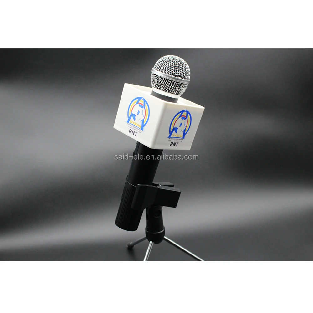Arabian TV mic flag with custom logo printed microphone foam windscreen for outdoor TV interview