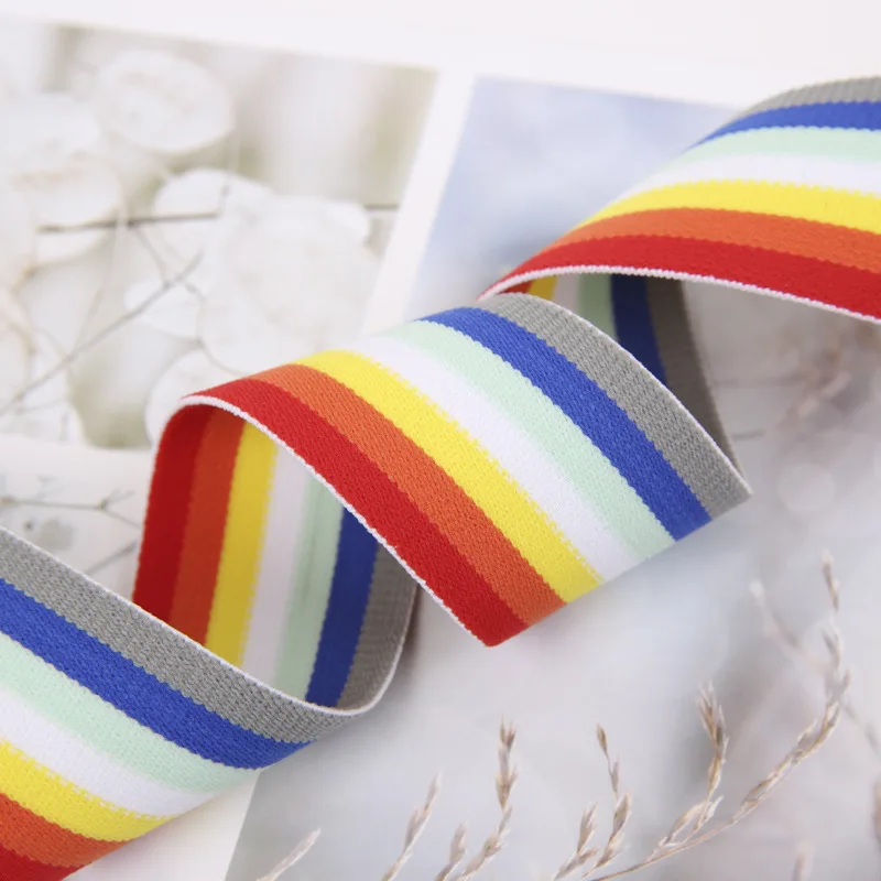 Spot 4cm elastic thickening edge strip inter-color nylon elastic belt shoes hat luggage color matching stripe elastic webbing