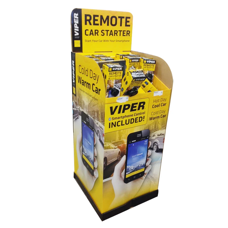 Custom advertising floor pop display stand corrugated cardboard batteries car mobile phone accessories display stand