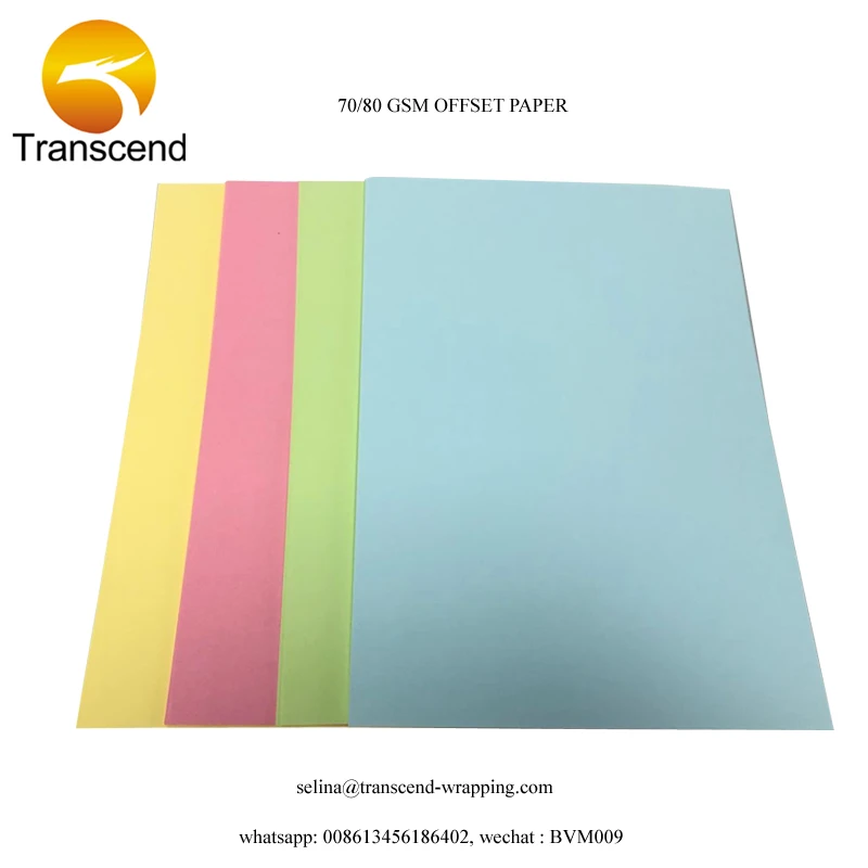 Manufacturer supply Recyclable a4 paper colored paper 70gsm colored offset paper A4 size