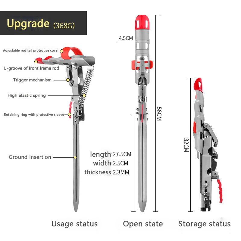  Powerful Tip-Up Hook Setter Double Spring Automatic Fishing Rod Pole