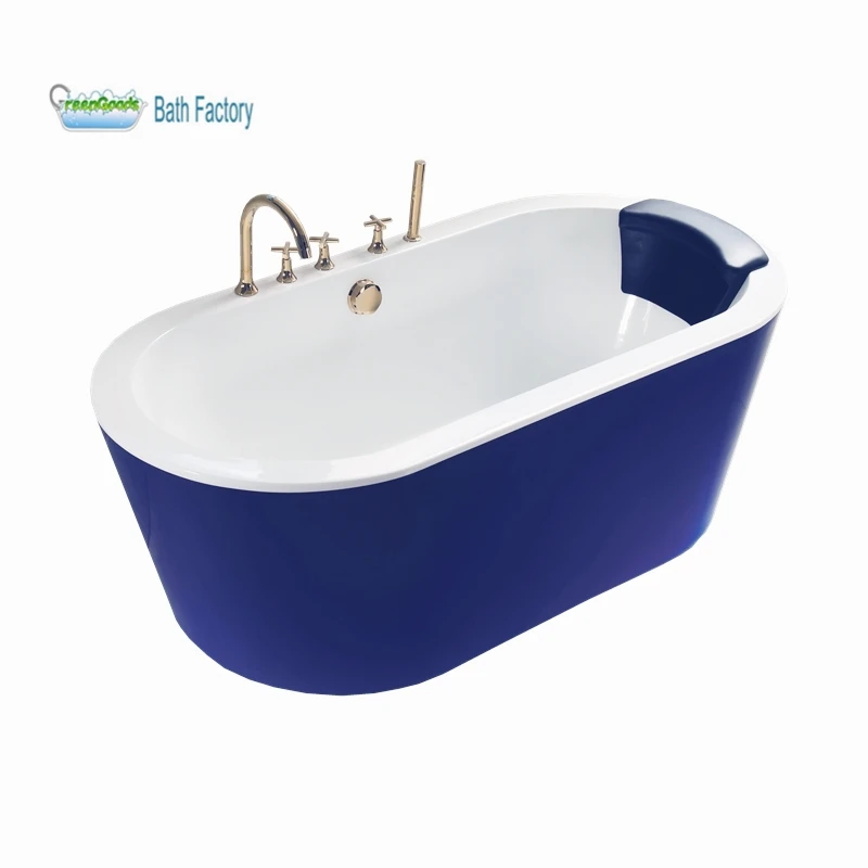 Оборудование для ванн 2 сторонняя юбка акриловые овальные свободные стоящие ванны голубого цвета для магазина Dubai