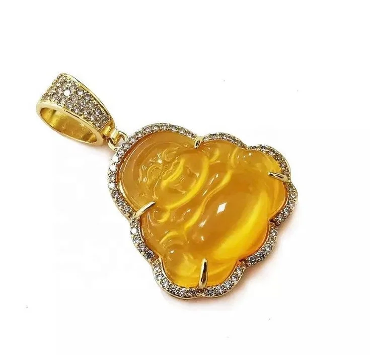 Customized silver jade buddha statue pendant red green color jade pendant charms jade jewelry