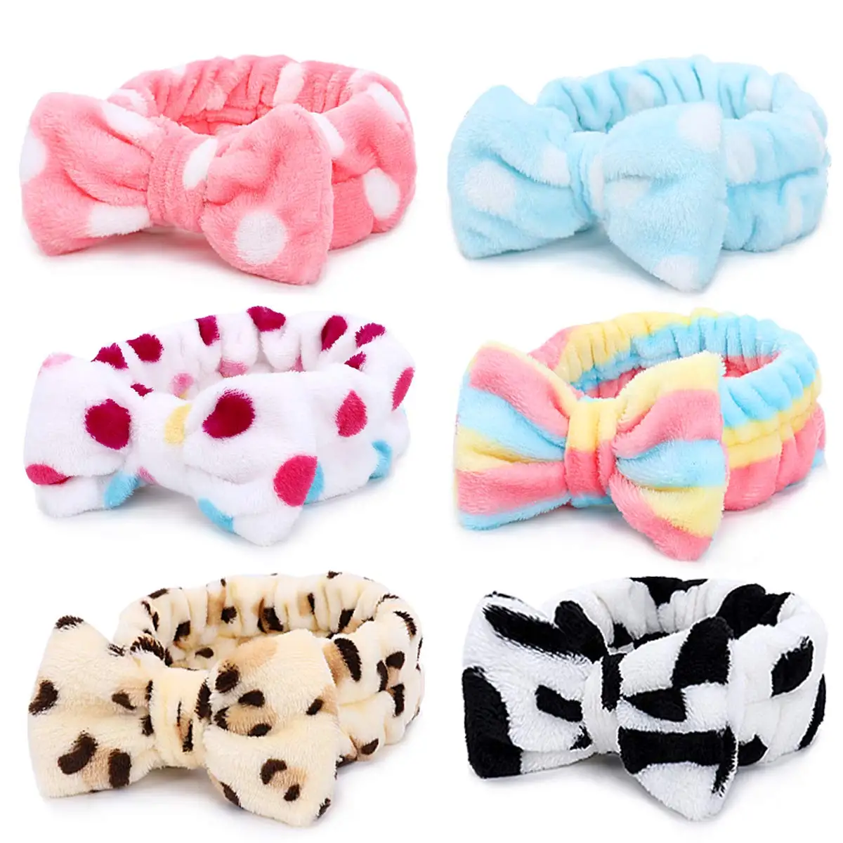Wholesale Bow Hair Band Soft Coral Fleece Head Wraps Spa Facial Headband For Women