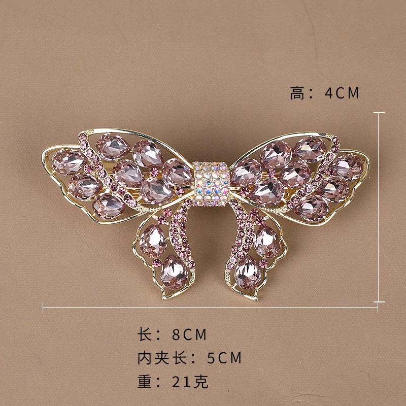 Elegant Half Tie Hairpin Spring Clip Hair Accessories Korean Exquisite Rhinestone Bowknot Hairpins Barrette for Lady Women
