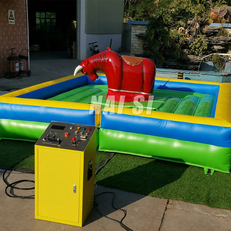 Custom Kids Rodeo Bull Adults Bull Riding Machine Inflatable Wipeout Game Obstacle Mechanical Bull Ride For Adult Parties