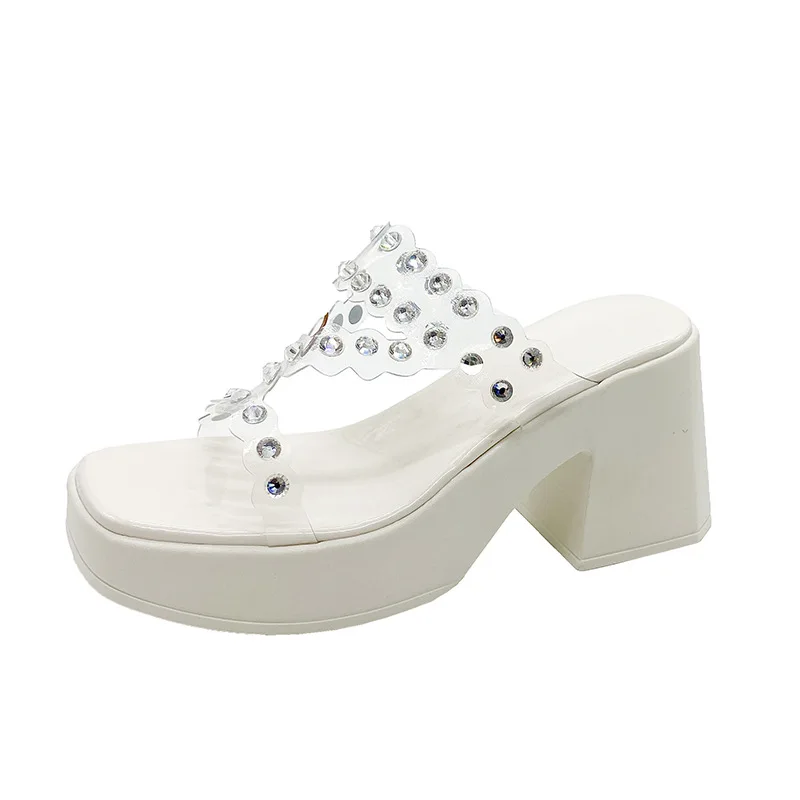 Liu Ming New Arrivals Wholesale 2024 Designer Women Beach Platform Wedges Crystal High Heels Shoes Sandals