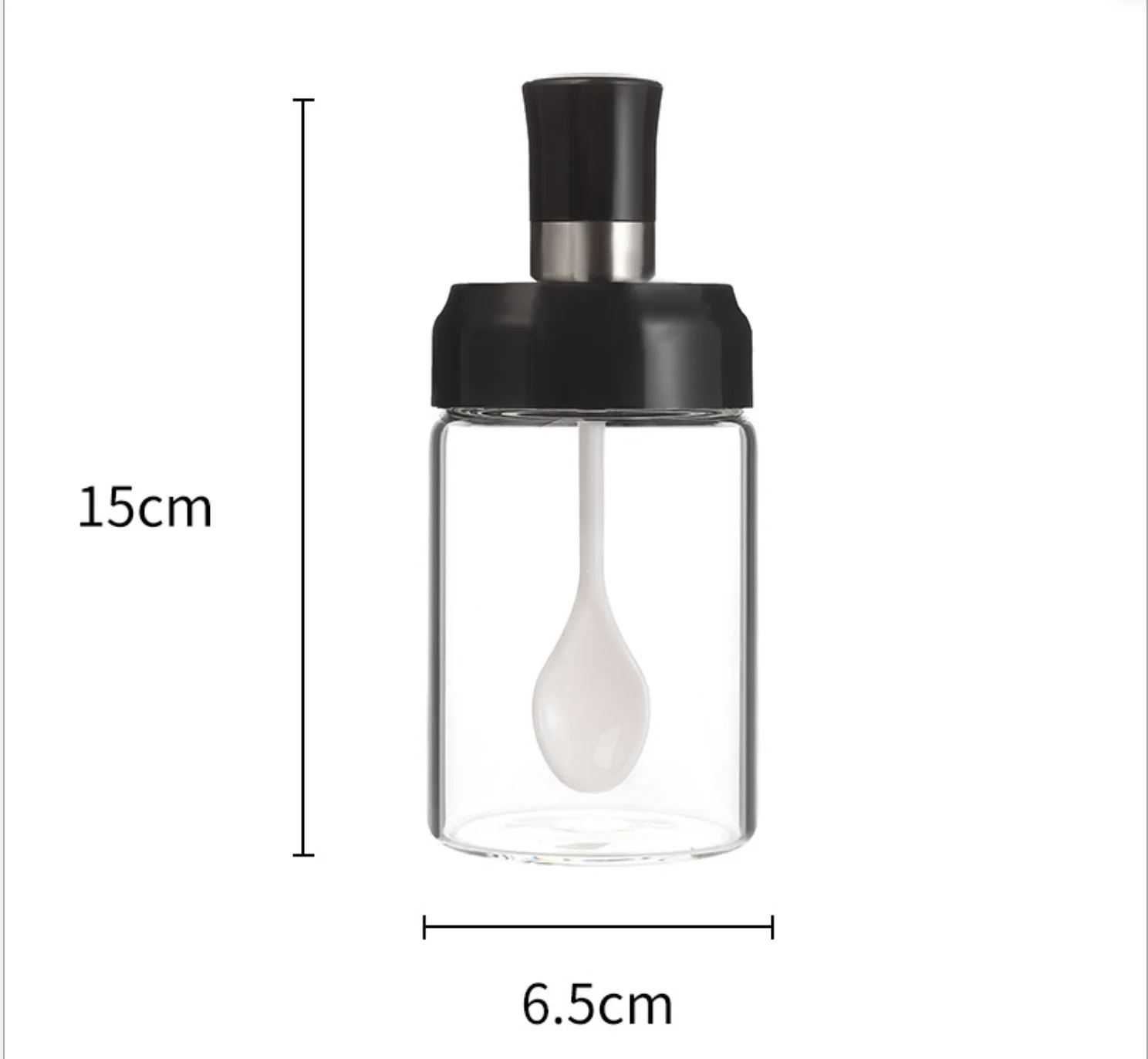  250ml*3pcs Full Set Salt Pepper Herb Spice Seasoning Bottle Jar Tools Container with Moisture-Proof Lid of Spoon Honey