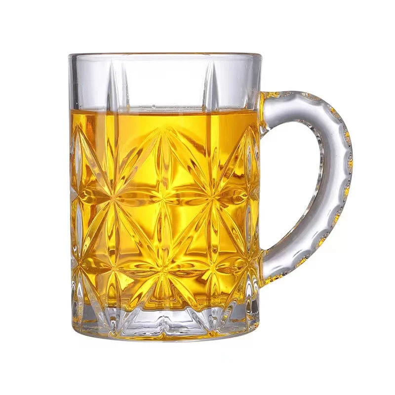 10oz 300ml Sunflower Glass Coffee Straight Tumblers beer cup customized mug seidel glass stein with Bead Handle