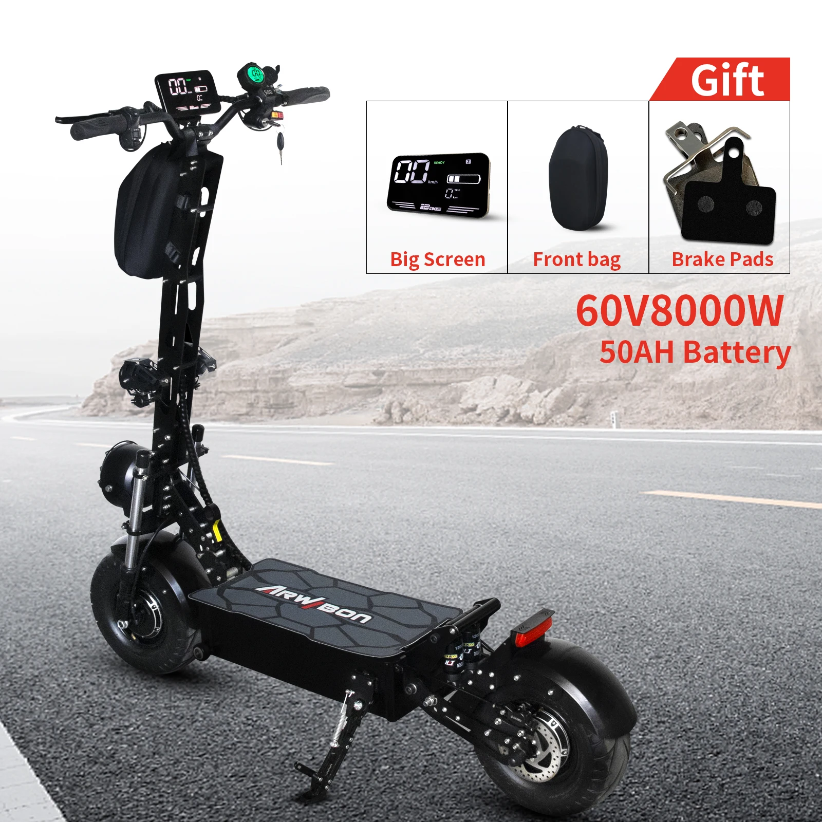 EU/USA Warehouse Free shipping 13inch adult e scooter high speed 100km/h 8000W dual motor 60V 50ah electric scooter