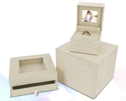 Wholesale Velvet Insert Elegant Dark Green Color Jewelry Video Box Screen Presentation Digital LCD Display Ring Box