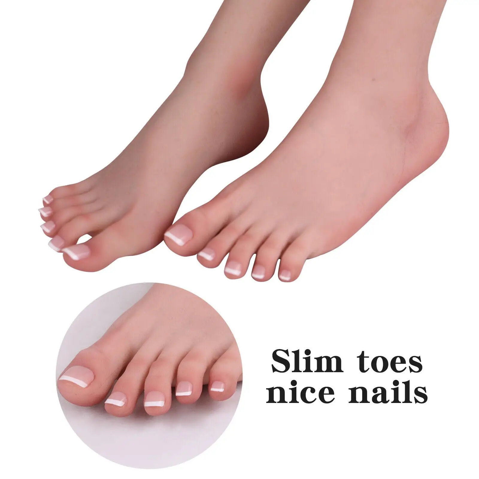 1:1 Female Foot Model 1 Pair Silicone Soft Wrinkles on Soles of Feet LifeSize Mannequin Feet Shoes Display Model